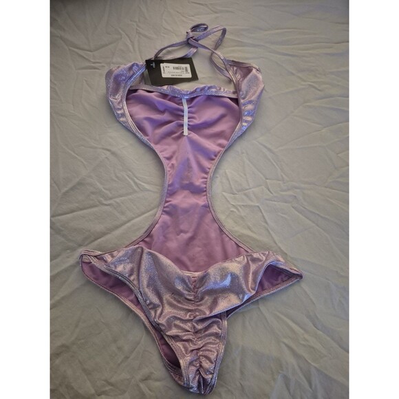 Nwt MIDNIGHT BALLERINA Purple Glitter Romper Teddy | ONE SIZE | Dance Wear - Picture 4 of 5